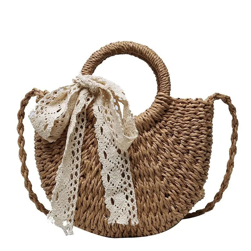 Summer Rattan Crossbody Bag