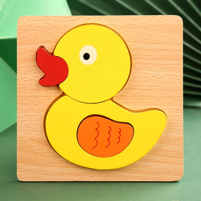 3D Wooden Cartoon Animal Puzzle – Early Learning Fun for Kids
