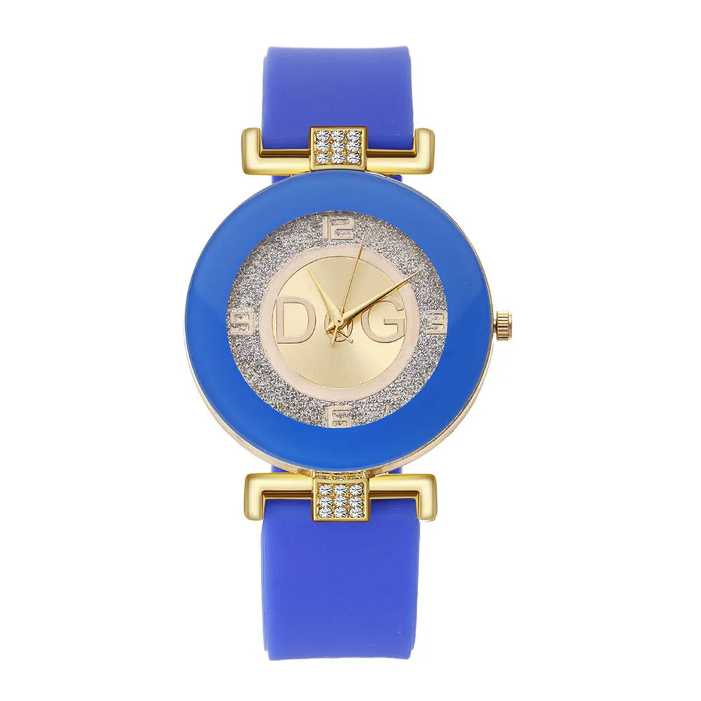 Minimalist Women’s Quartz Watch – Black & White Silicone Strap Design
