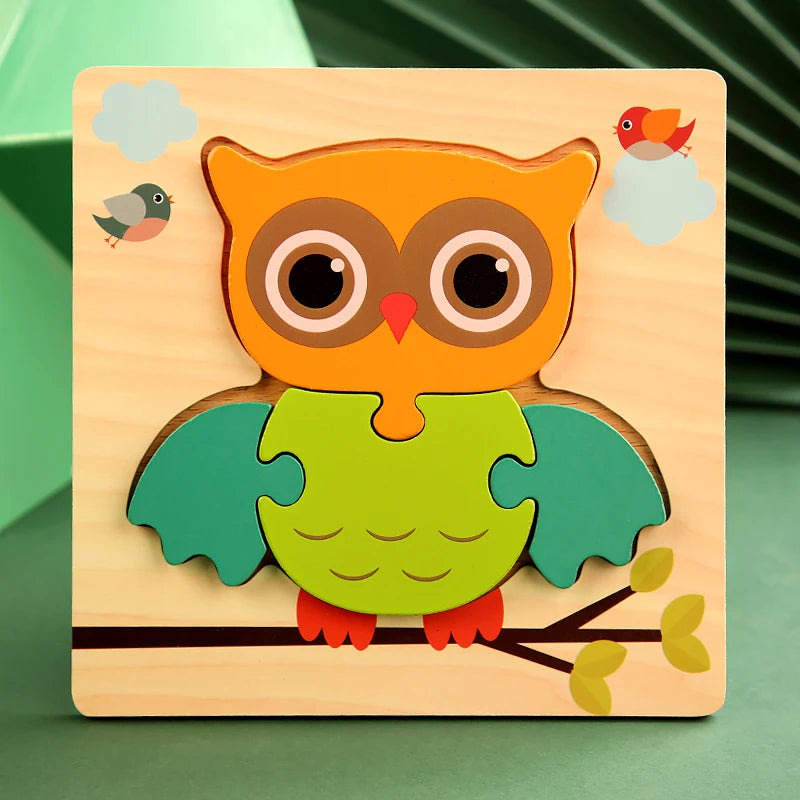 3D Wooden Cartoon Animal Puzzle – Early Learning Fun for Kids