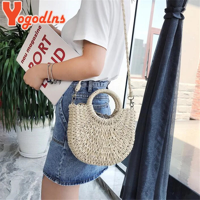 Summer Rattan Crossbody Bag