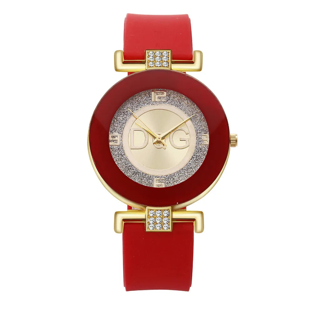 Minimalist Women’s Quartz Watch – Black & White Silicone Strap Design