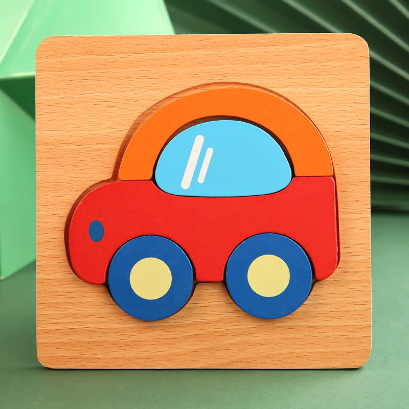 3D Wooden Cartoon Animal Puzzle – Early Learning Fun for Kids