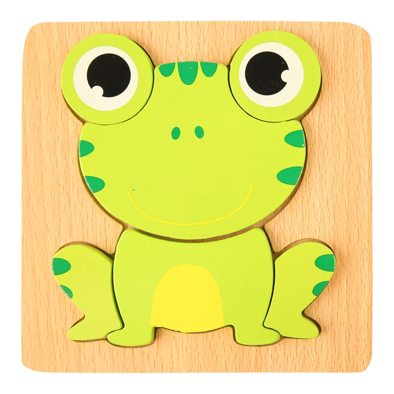 3D Wooden Cartoon Animal Puzzle – Early Learning Fun for Kids
