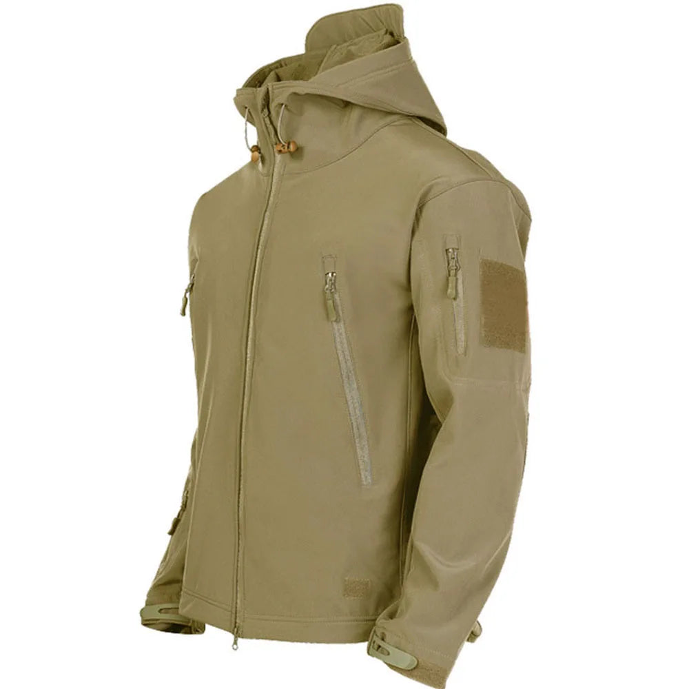 Men’s Tactical Soft Shell Jacket – Military Windproof & Waterproof Hooded Coat