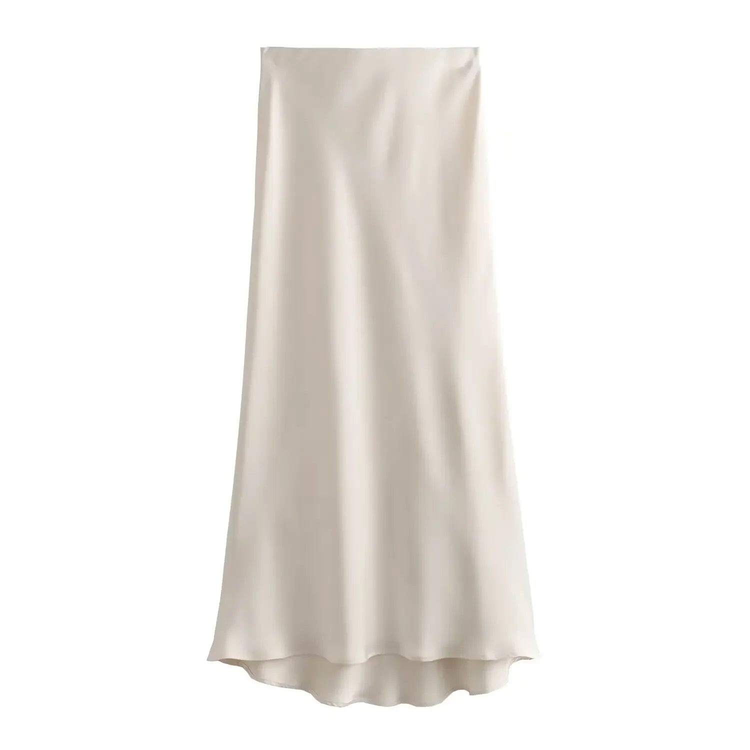 Classic Satin Midi Skirt – Chic High Waist Office & Evening Wear
