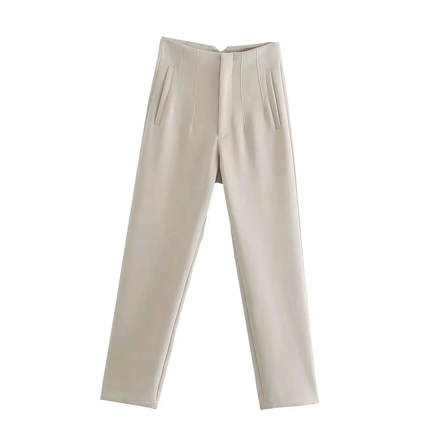 TRAFZA Women Elegant Solid Pencil Pants High Waist Pant For Women Casual Streetwear Woman Trousers Office Wear Chic Pant