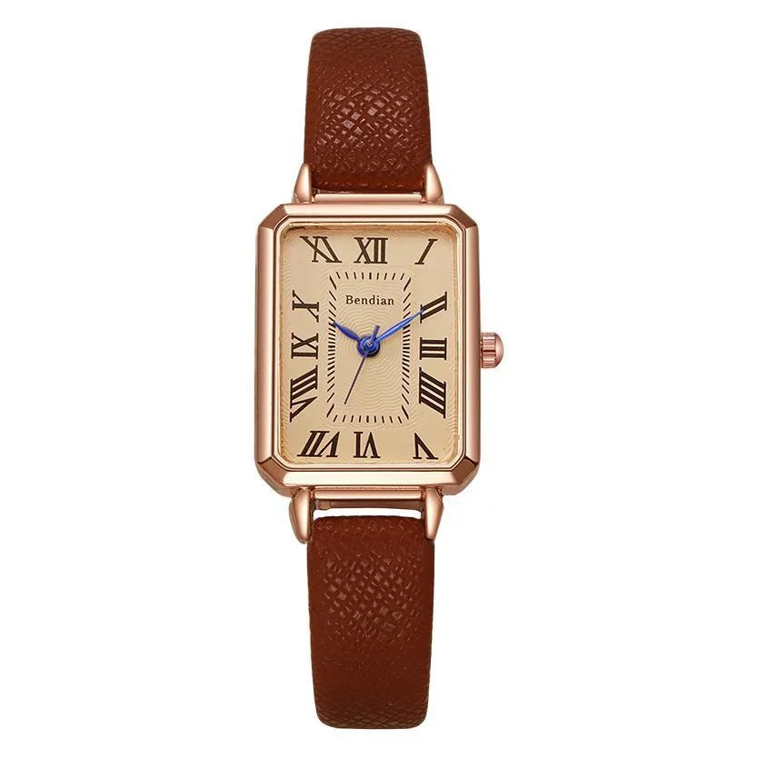 Vintage-Inspired Square Dial Wristwatch – Elegant Ladies’ Quartz Watch