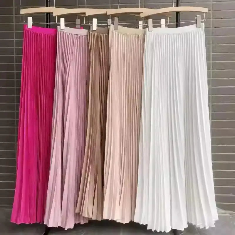 Women’s Elegant Pleated Skirt – High Waist Midi for Timeless Style