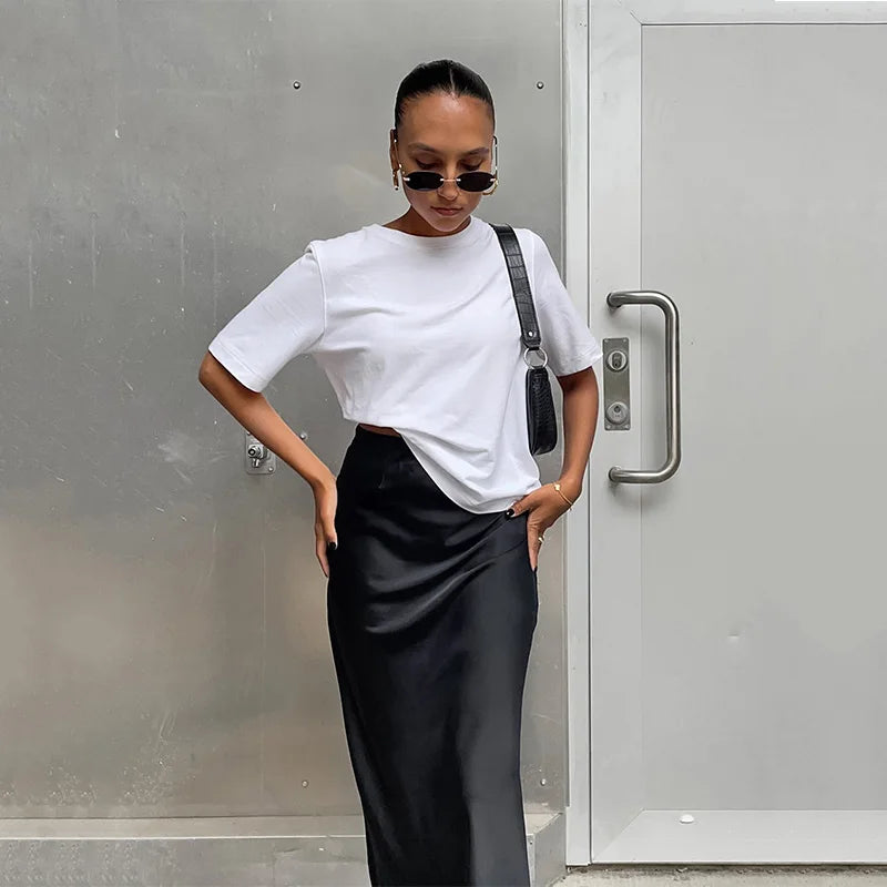 Chic Black Trumpet Skirt – Spring & Summer Elegant Office Attire for Ladies