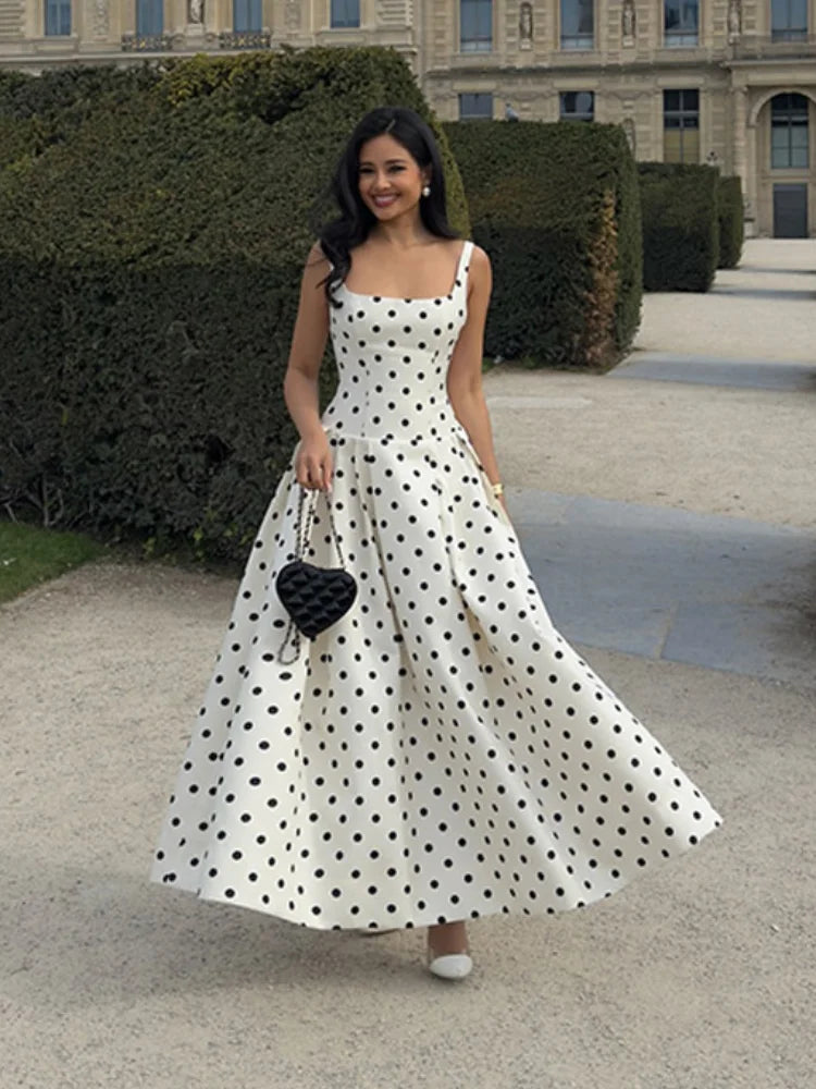 Chic Round Neck Long Dress – Slim Fit Summer Vestido for Women
