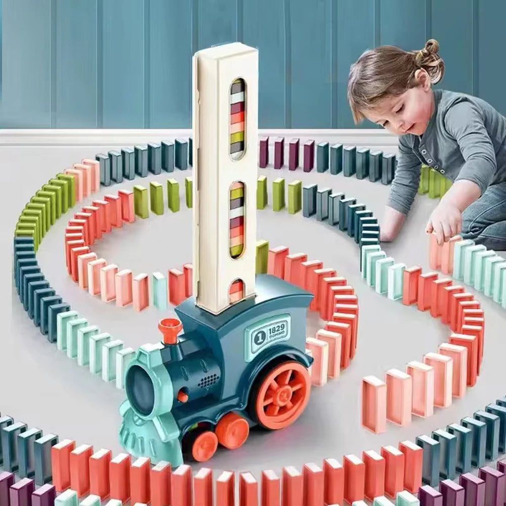 Automatic Domino Train Set – Colourful Bricks & Educational Fun for Kids