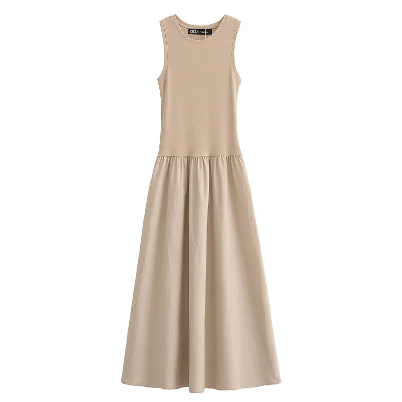 Women’s Vintage Black Maxi Dress – Fashion Casual Sleeveless Khaki & Party Dress