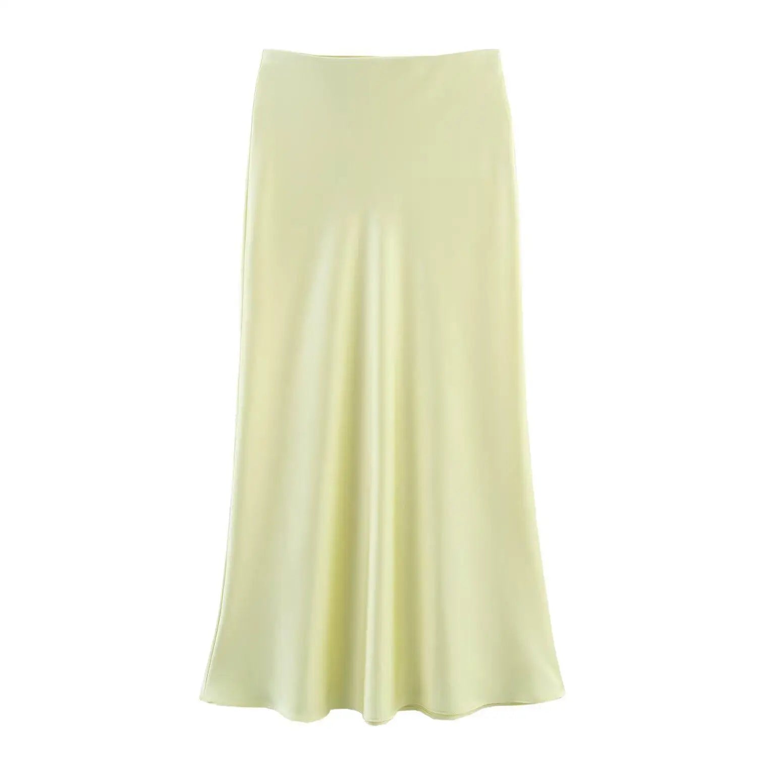 Classic Satin Midi Skirt – Chic High Waist Office & Evening Wear