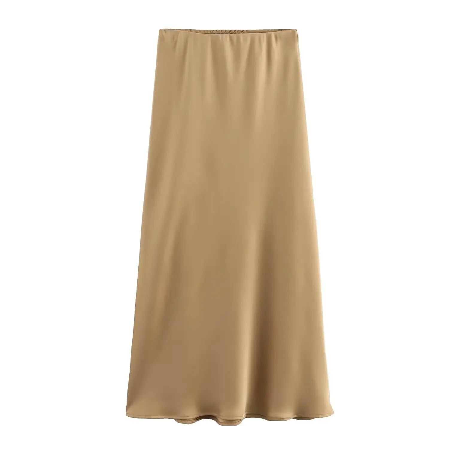 Classic Satin Midi Skirt – Chic High Waist Office & Evening Wear