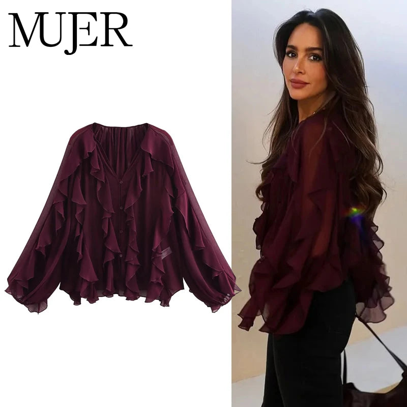 MUJER Ruffle Women’s Blouse