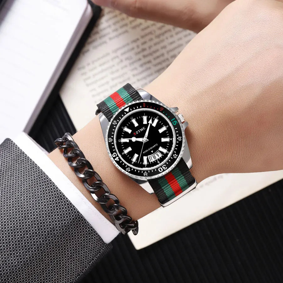 Unisex Luxury Quartz Watch – Simple Business Style with Nylon Band & Date Display