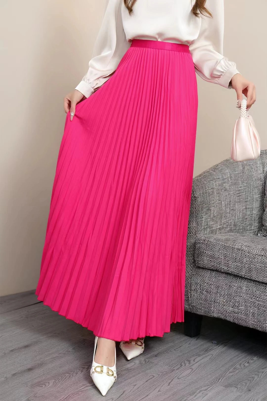 Women’s Elegant Pleated Skirt – High Waist Midi for Timeless Style