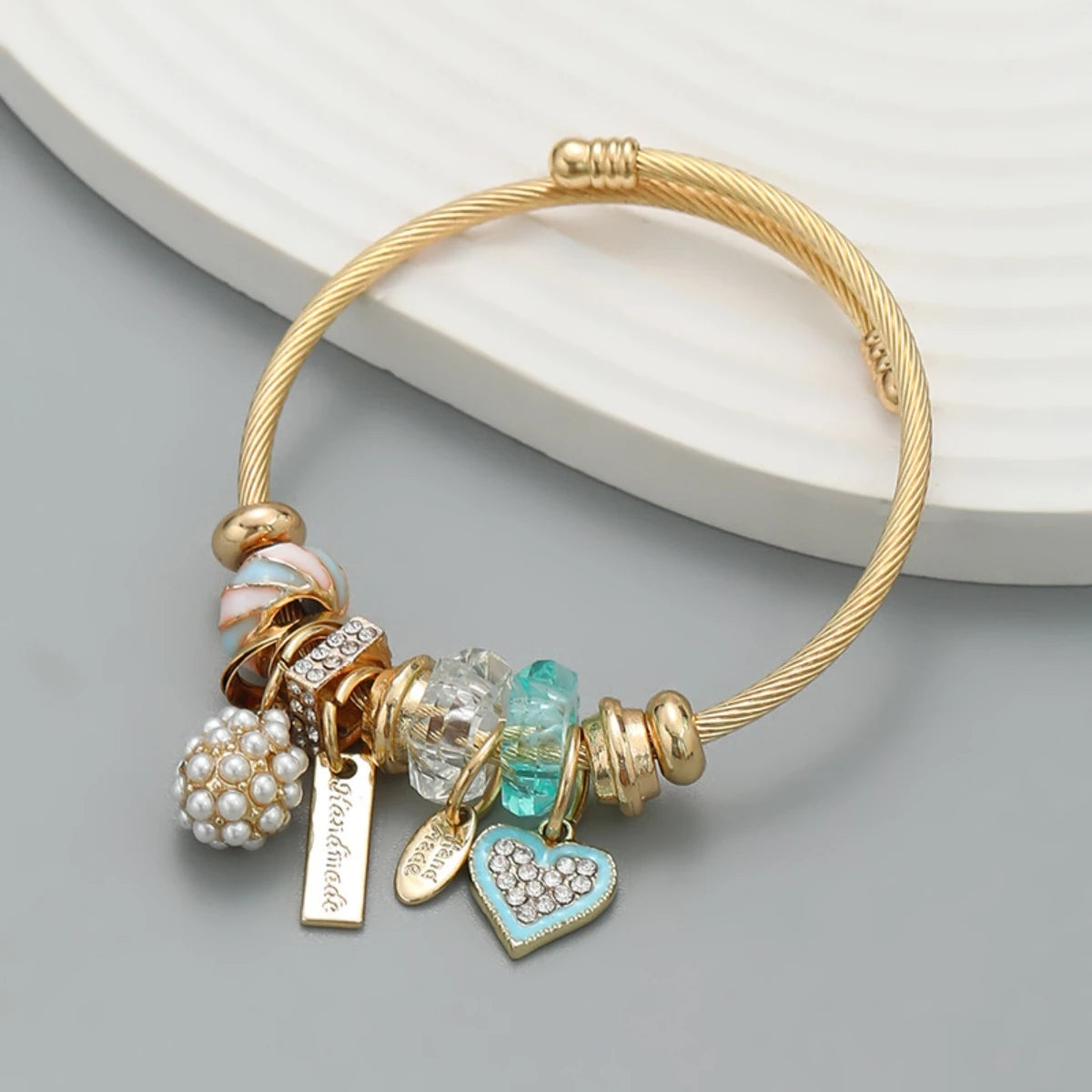Elegant Stainless Steel Beaded Love Bracelet – Multi-Element Circle Design