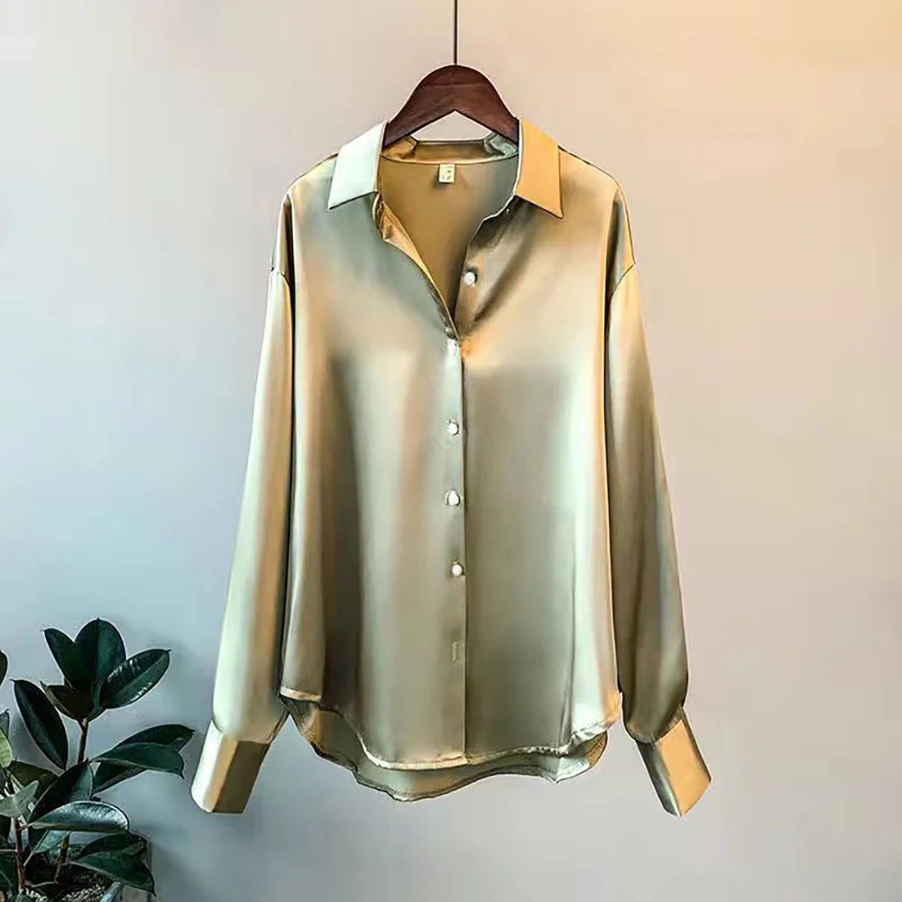 Spring Casual Knit Sweater Blouse – Buttoned Long Sleeve Top