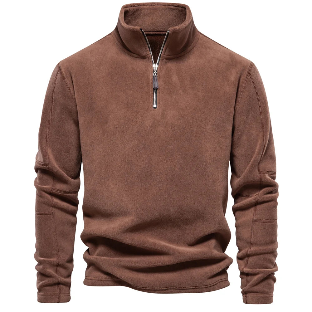 Soft Shell Men’s Sweatshirt – AIOPESON Warm Fleece with Half-Zip Design