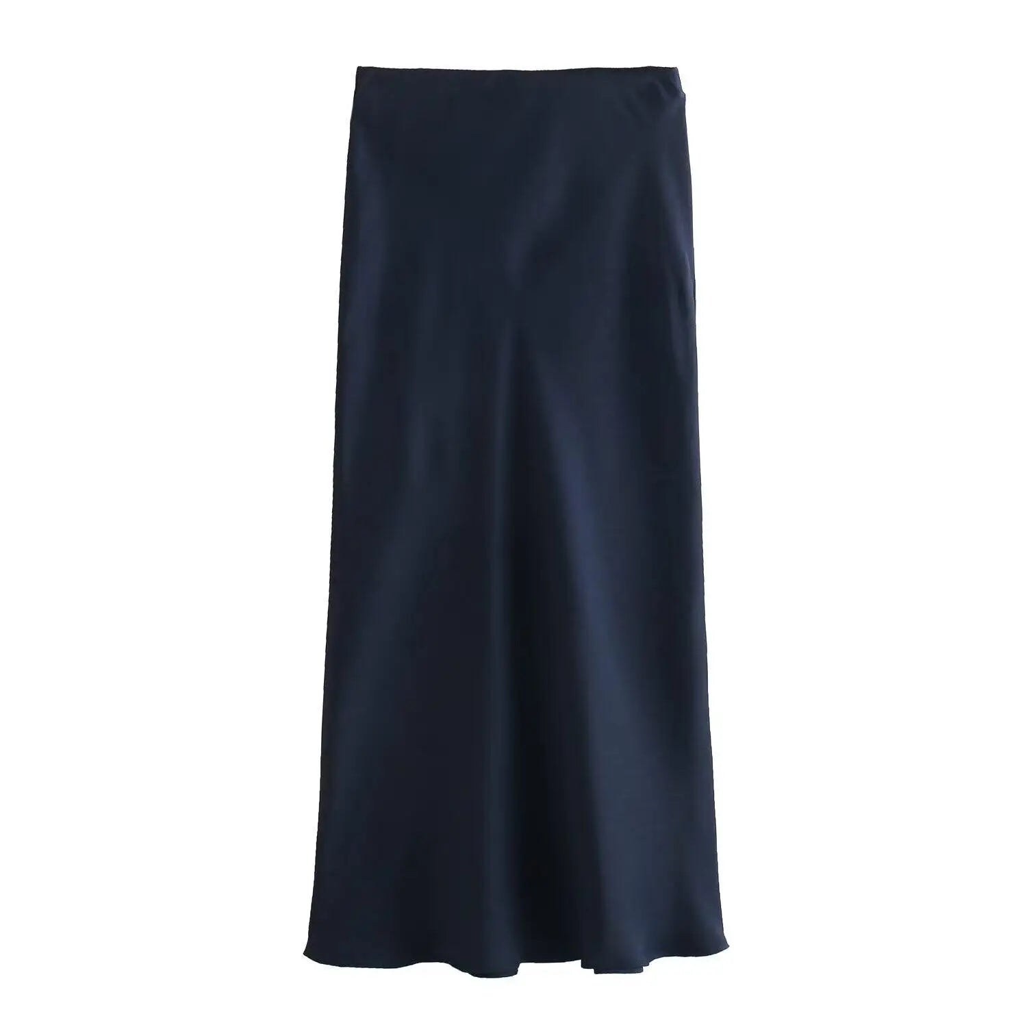 Classic Satin Midi Skirt – Chic High Waist Office & Evening Wear