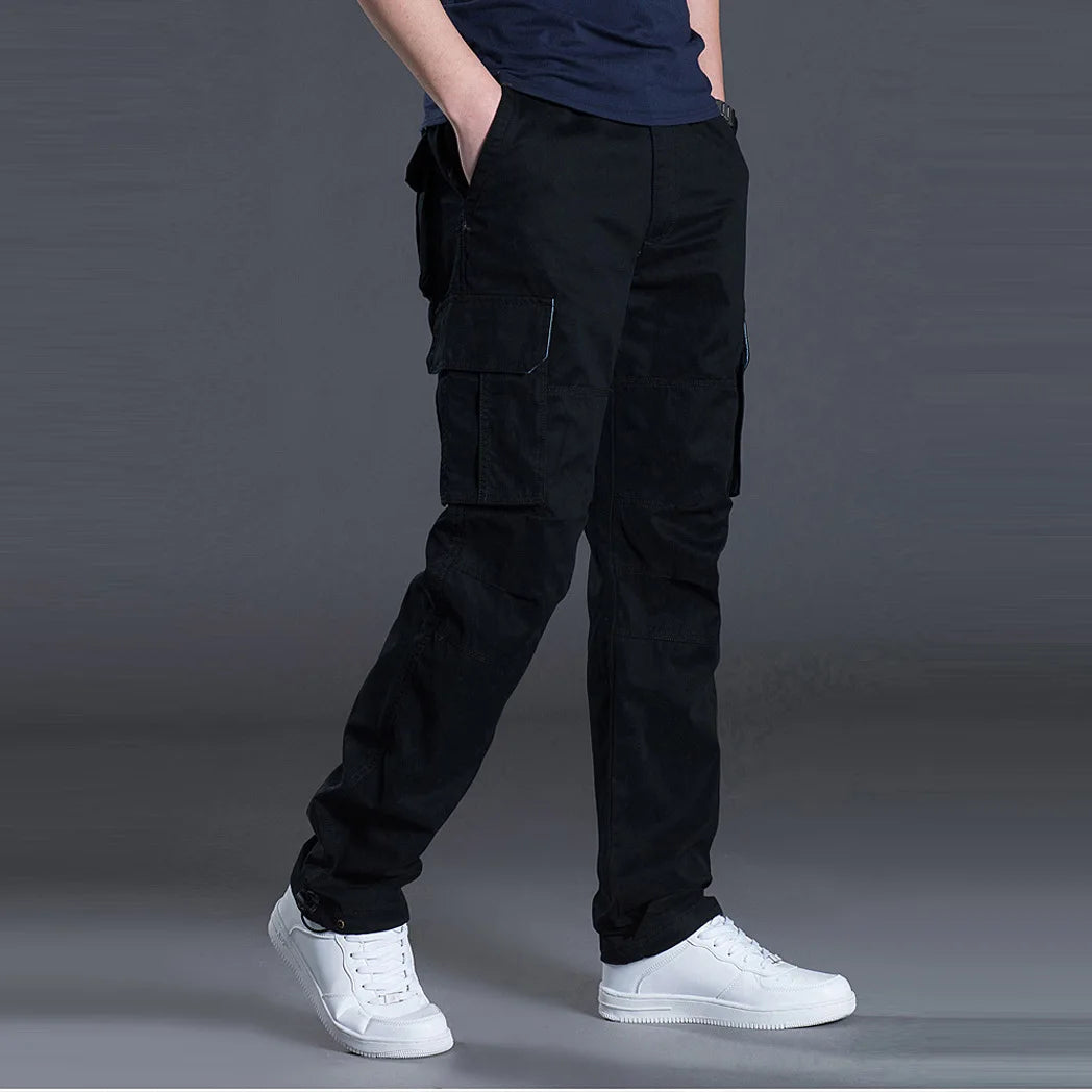 Casual Men’s Utility Trousers – Multi-Pocket Cotton Pants for Hiking & Everyday Wear