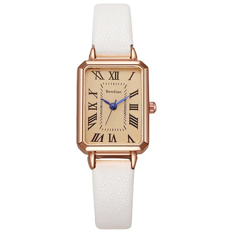 Vintage-Inspired Square Dial Wristwatch – Elegant Ladies’ Quartz Watch