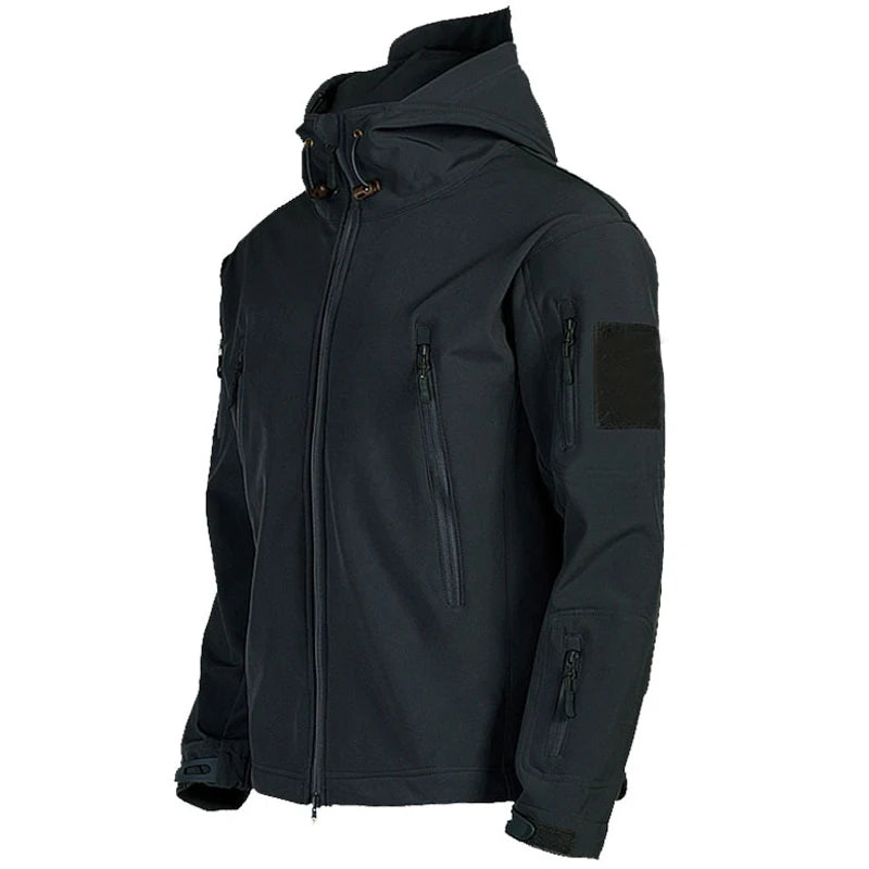 Men’s Tactical Soft Shell Jacket – Military Windproof & Waterproof Hooded Coat