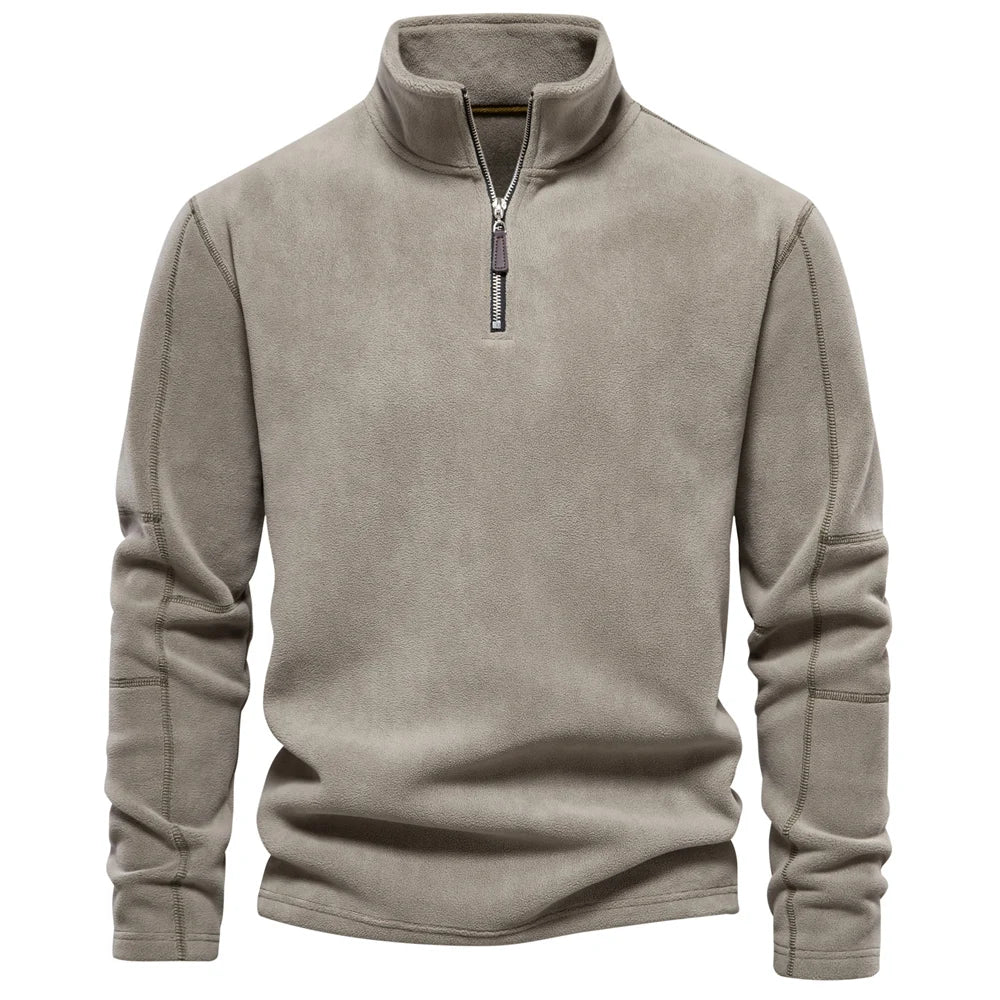 Soft Shell Men’s Sweatshirt – AIOPESON Warm Fleece with Half-Zip Design
