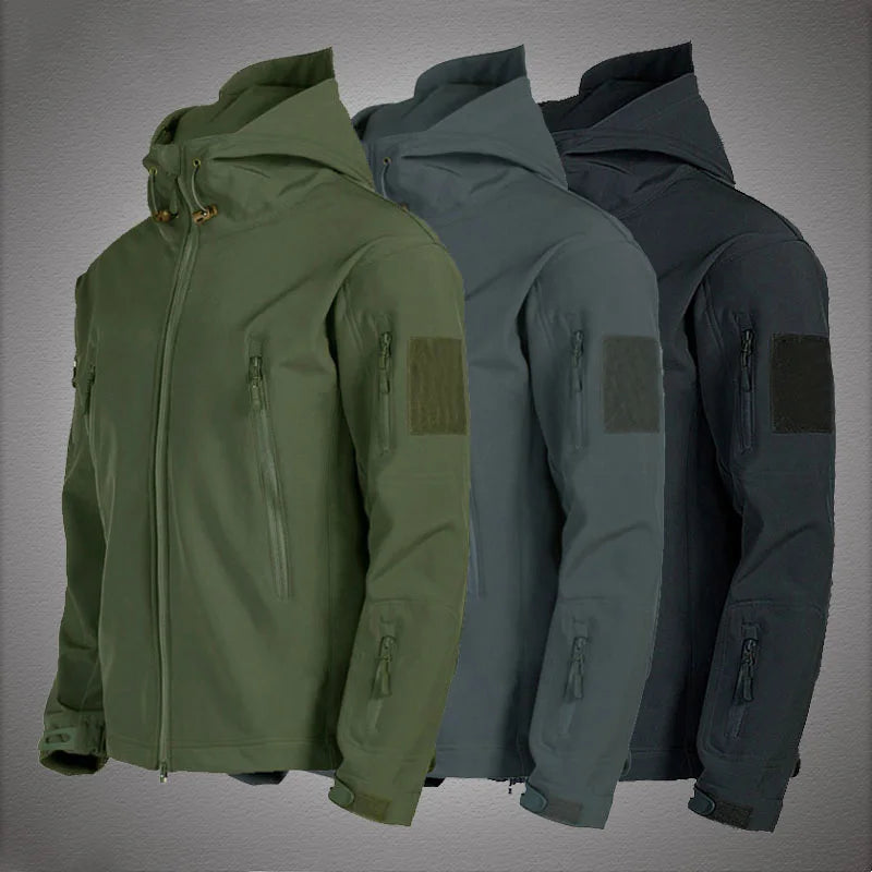 Men’s Tactical Soft Shell Jacket – Military Windproof & Waterproof Hooded Coat