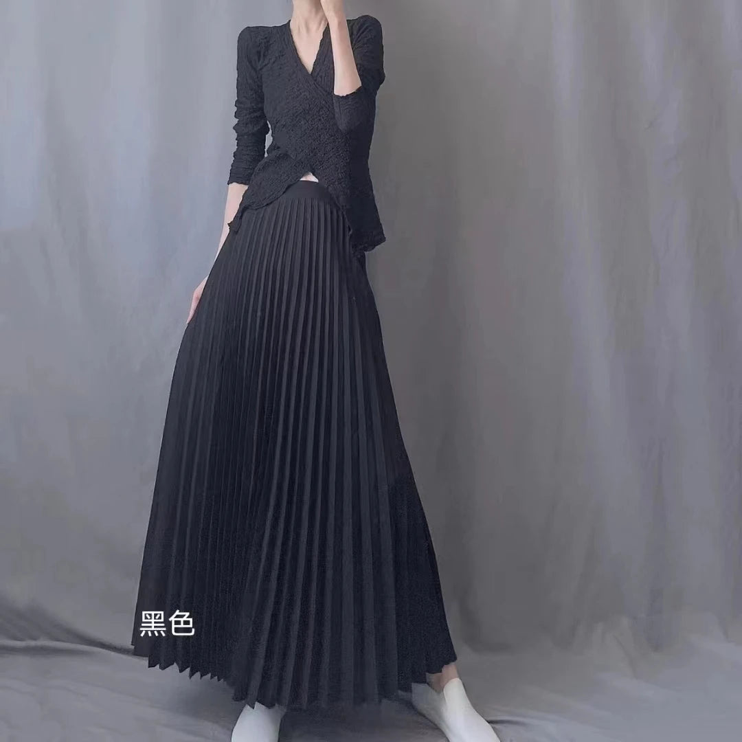 Women’s Elegant Pleated Skirt – High Waist Midi for Timeless Style