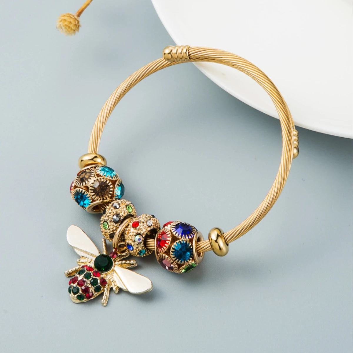 Elegant Stainless Steel Beaded Love Bracelet – Multi-Element Circle Design