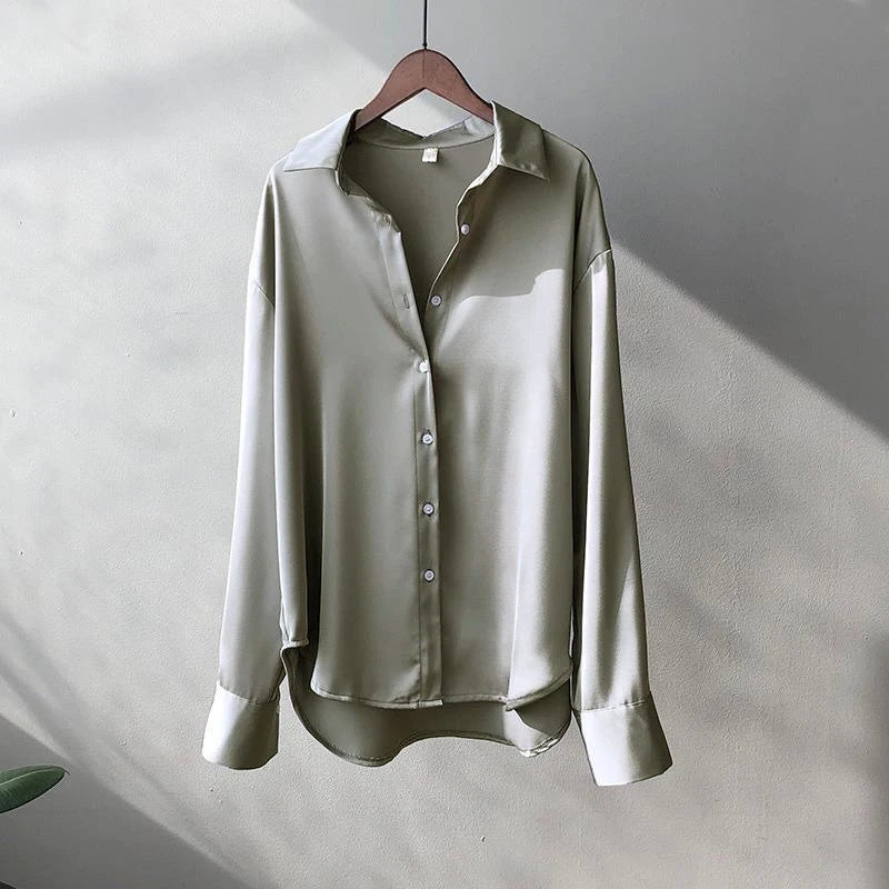 Spring Casual Knit Sweater Blouse – Buttoned Long Sleeve Top