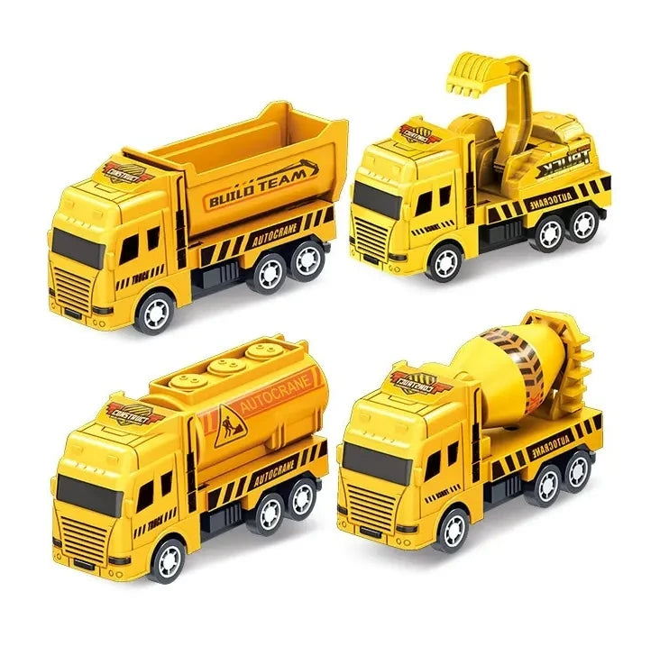Tiny Wheels Construction Fleet – 4/6 Pack Inertial Cars for Kids