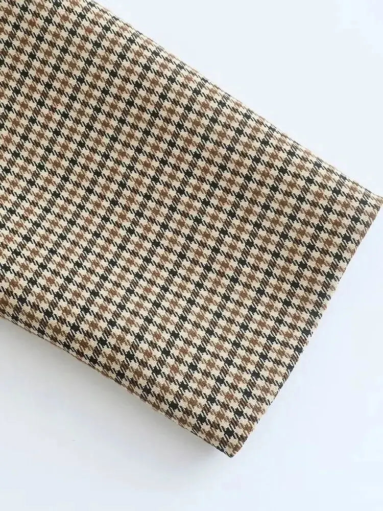 Elegant Women’s Plaid Blazer Jacket – Long Sleeve Retro Fashion