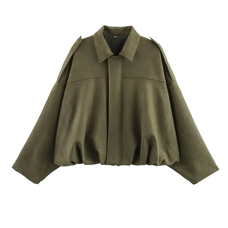 Fashionable Women’s Bomber Jacket – Casual Vintage Style Tops