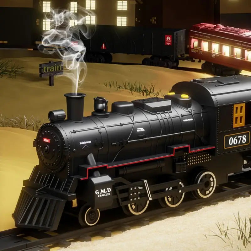 Classic Electric Steam Train Set – Battery Operated with Smoke, Lights & Sounds