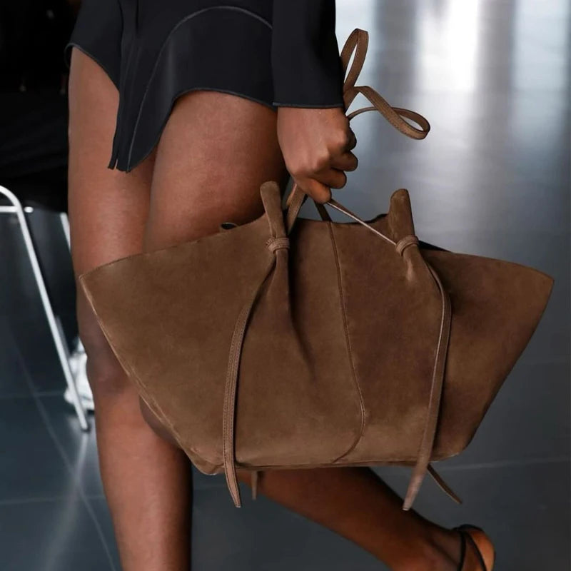 Custom Initials Faux Suede Tote Bag