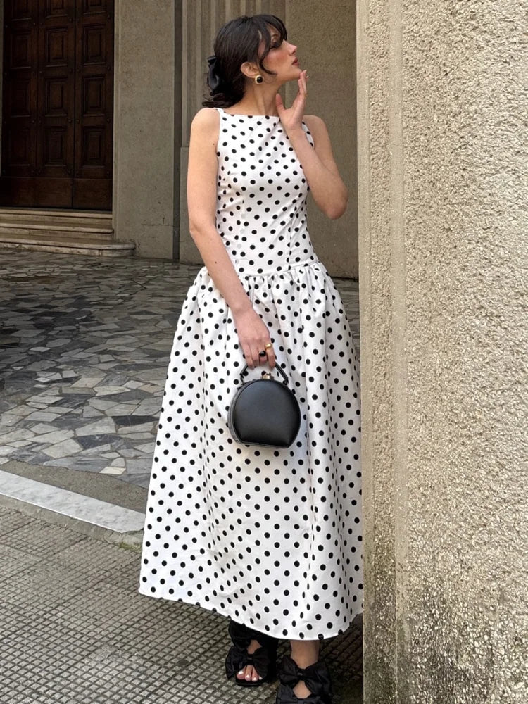 Chic Round Neck Long Dress – Slim Fit Summer Vestido for Women