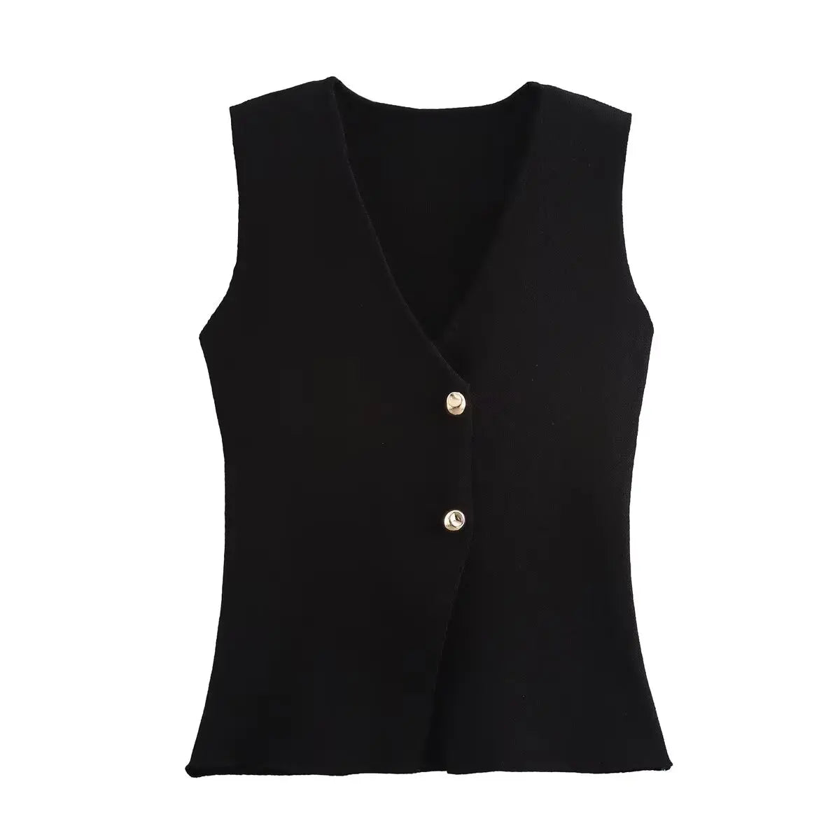 Women’s Knitted Skirt Set – Sleeveless V-Neck Vest & High Waist Long Skirt