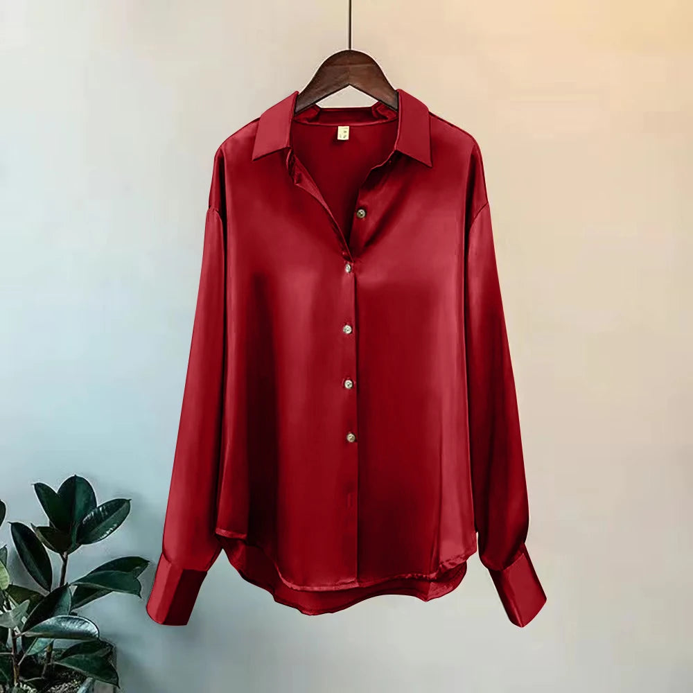 Spring Casual Knit Sweater Blouse – Buttoned Long Sleeve Top