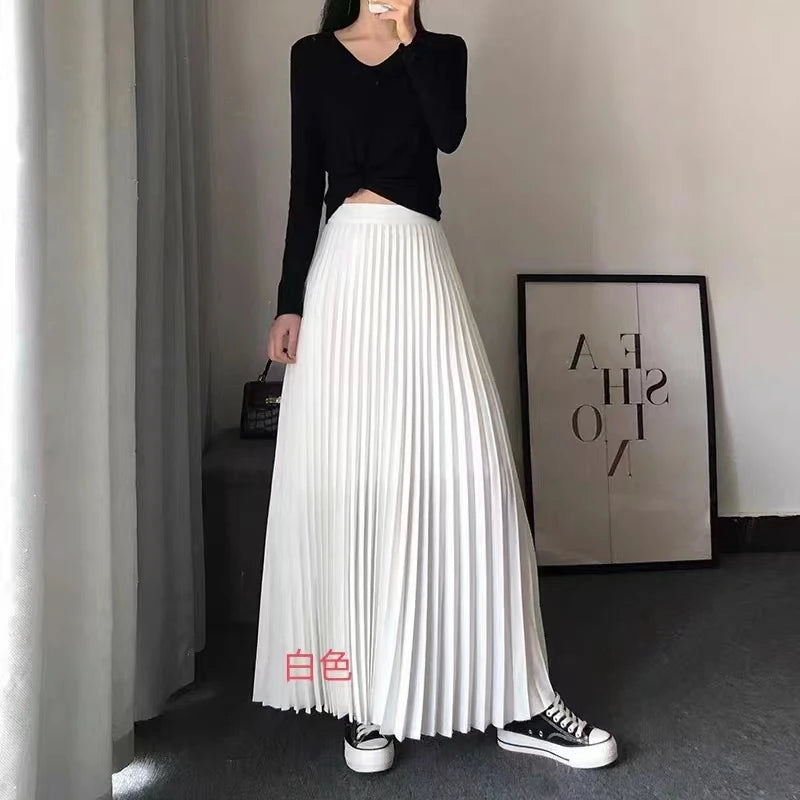 Women’s Elegant Pleated Skirt – High Waist Midi for Timeless Style