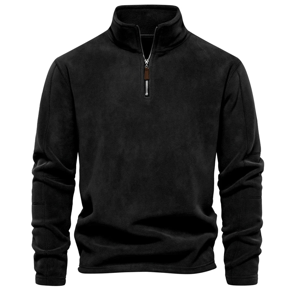 Soft Shell Men’s Sweatshirt – AIOPESON Warm Fleece with Half-Zip Design
