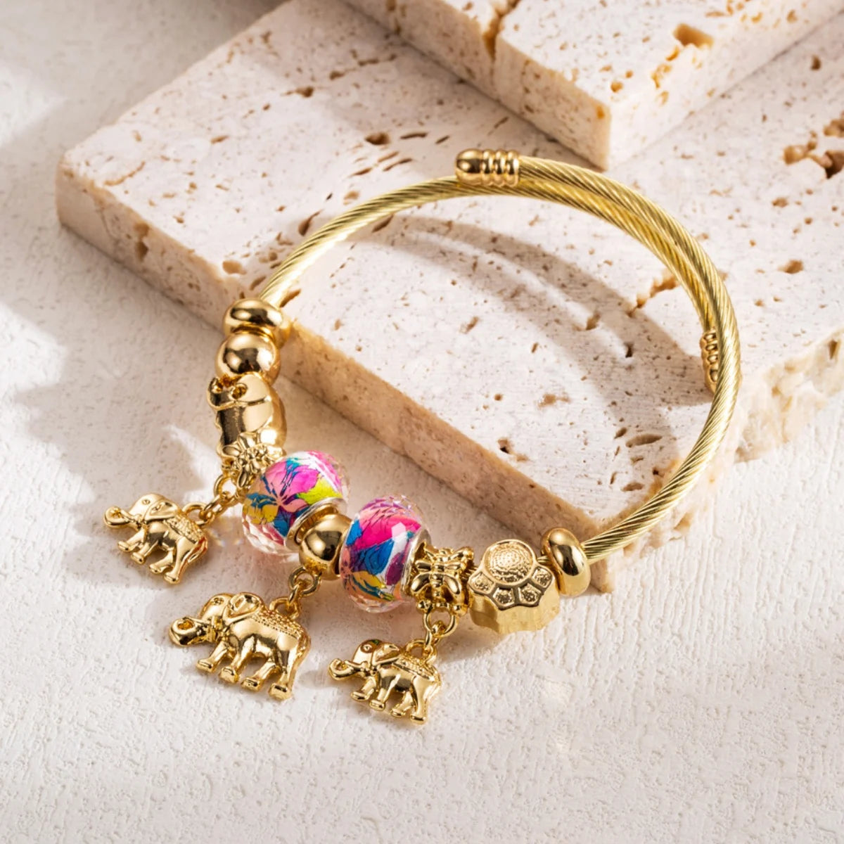 Elegant Stainless Steel Beaded Love Bracelet – Multi-Element Circle Design