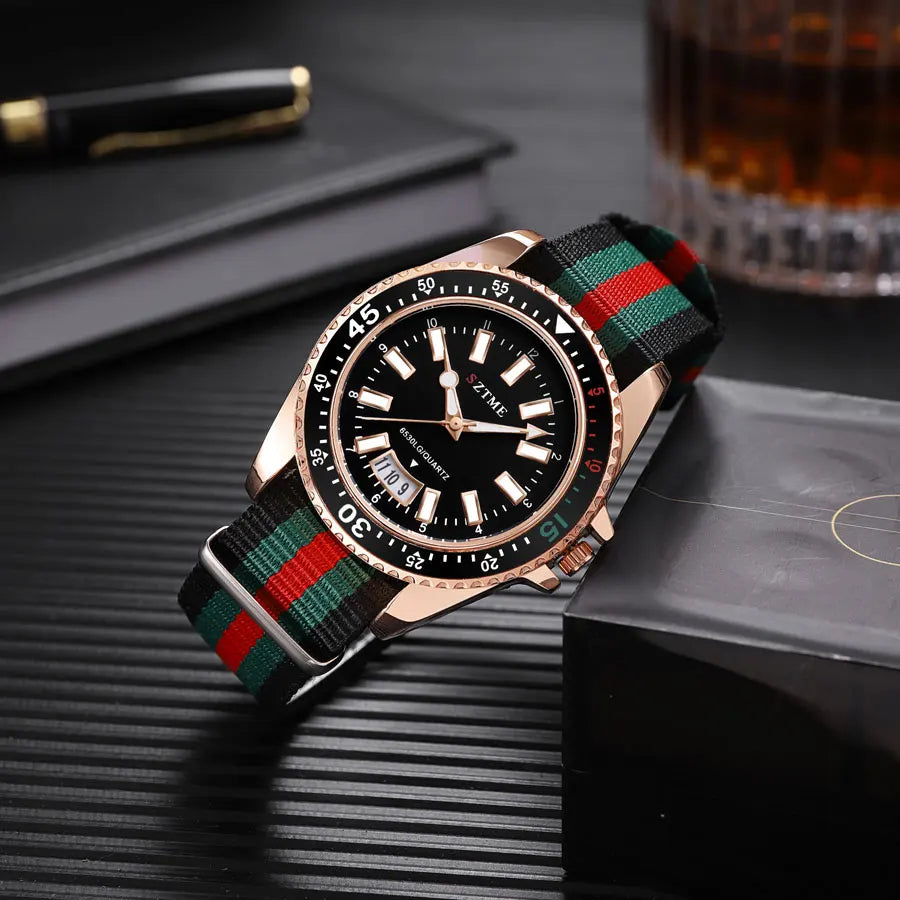 Unisex Luxury Quartz Watch – Simple Business Style with Nylon Band & Date Display