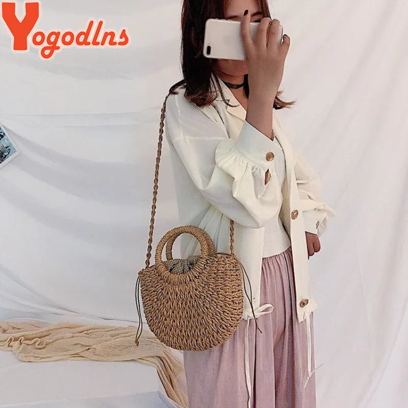 Summer Rattan Crossbody Bag