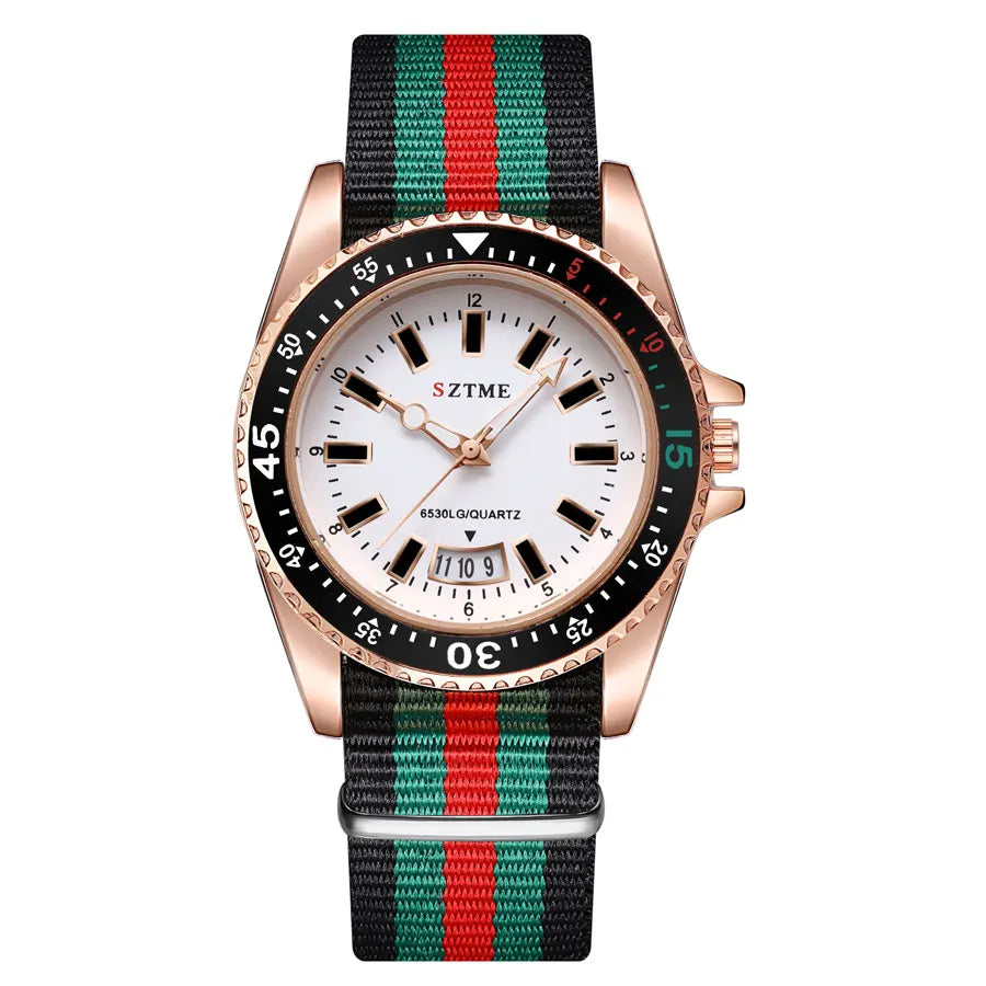 Unisex Luxury Quartz Watch – Simple Business Style with Nylon Band & Date Display