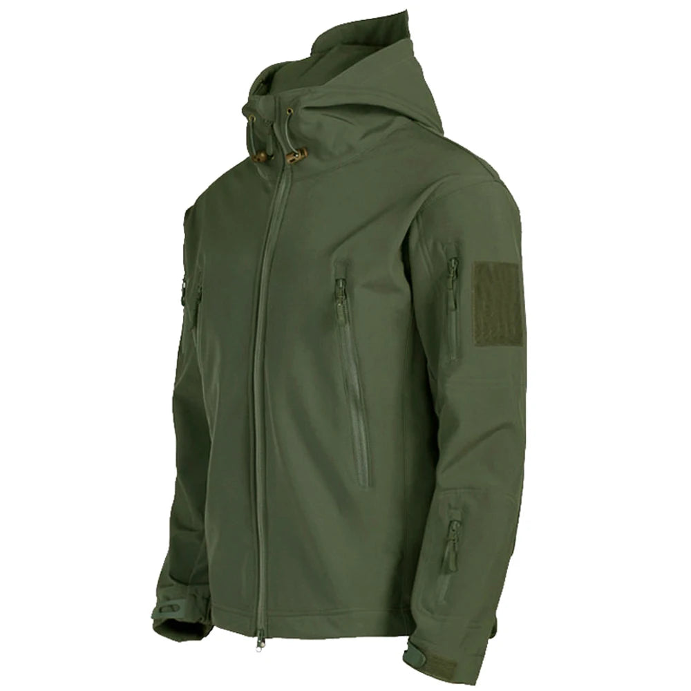 Men’s Tactical Soft Shell Jacket – Military Windproof & Waterproof Hooded Coat