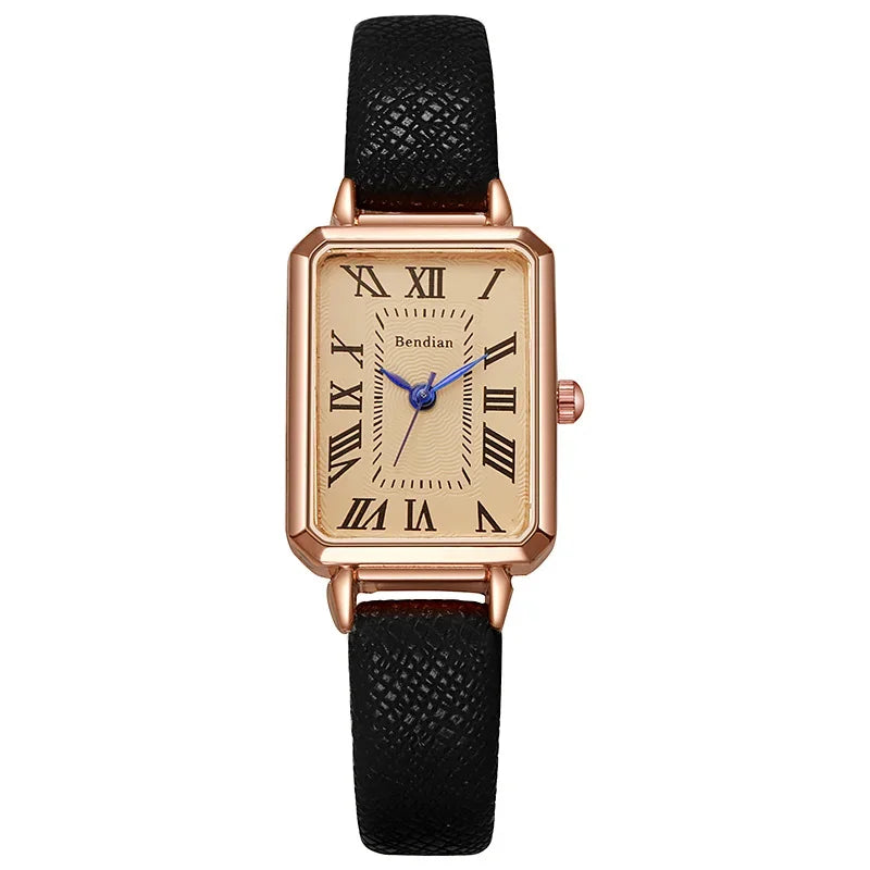Vintage-Inspired Square Dial Wristwatch – Elegant Ladies’ Quartz Watch